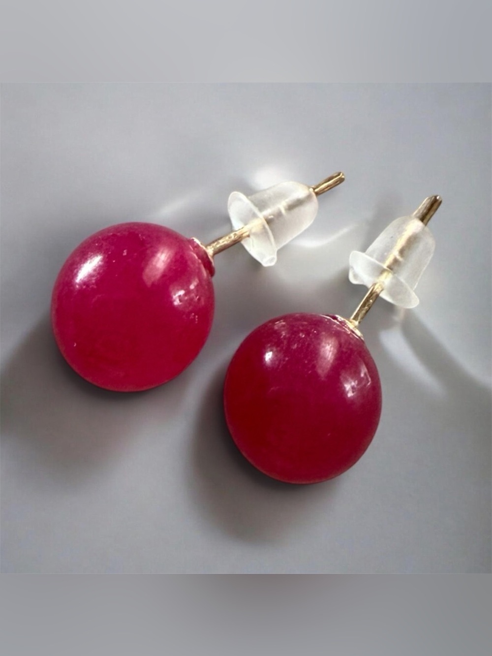 10k Gold Pink Gemstone Earrings